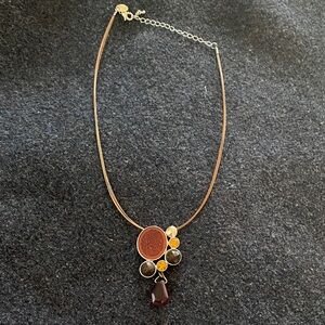 Elegant Gold and Brown Pendant Adjustable Length Necklace